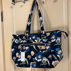 Vera Bradley Blue and Tan Floral Tote